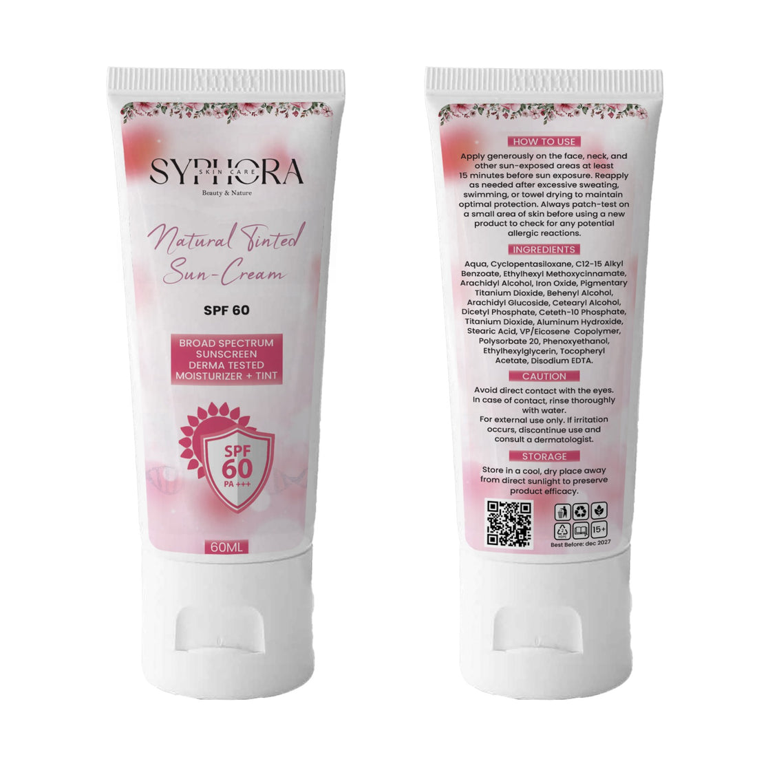 Syphora Natural Tinted Sun-Cream SPF 60 – Broad Spectrum Protection with Moisturizer & Tint